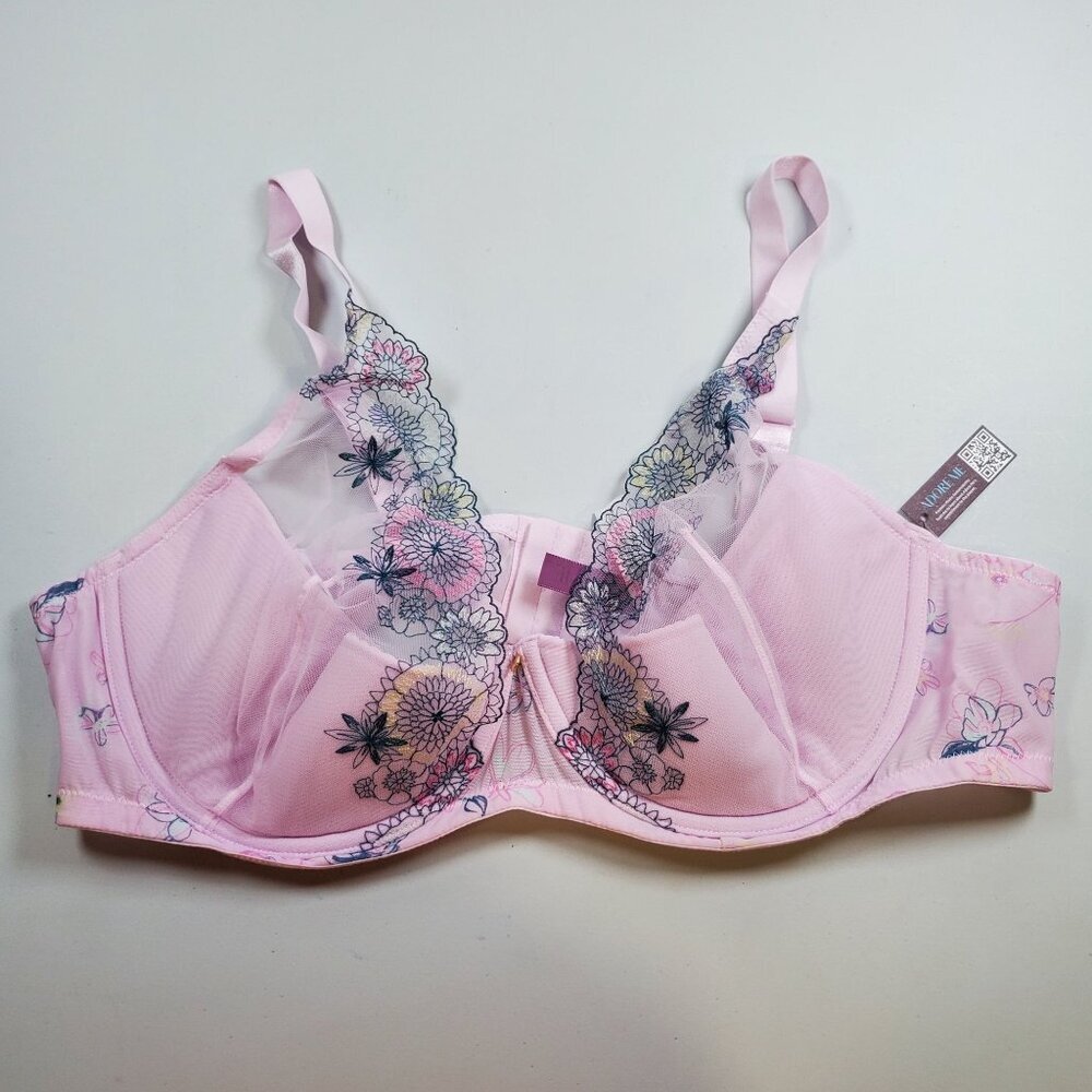 Adore Me Prisma Contour Quarter Bra Women Size 44D NWT Intimates Mesh Floral - Picture 1 of 11
